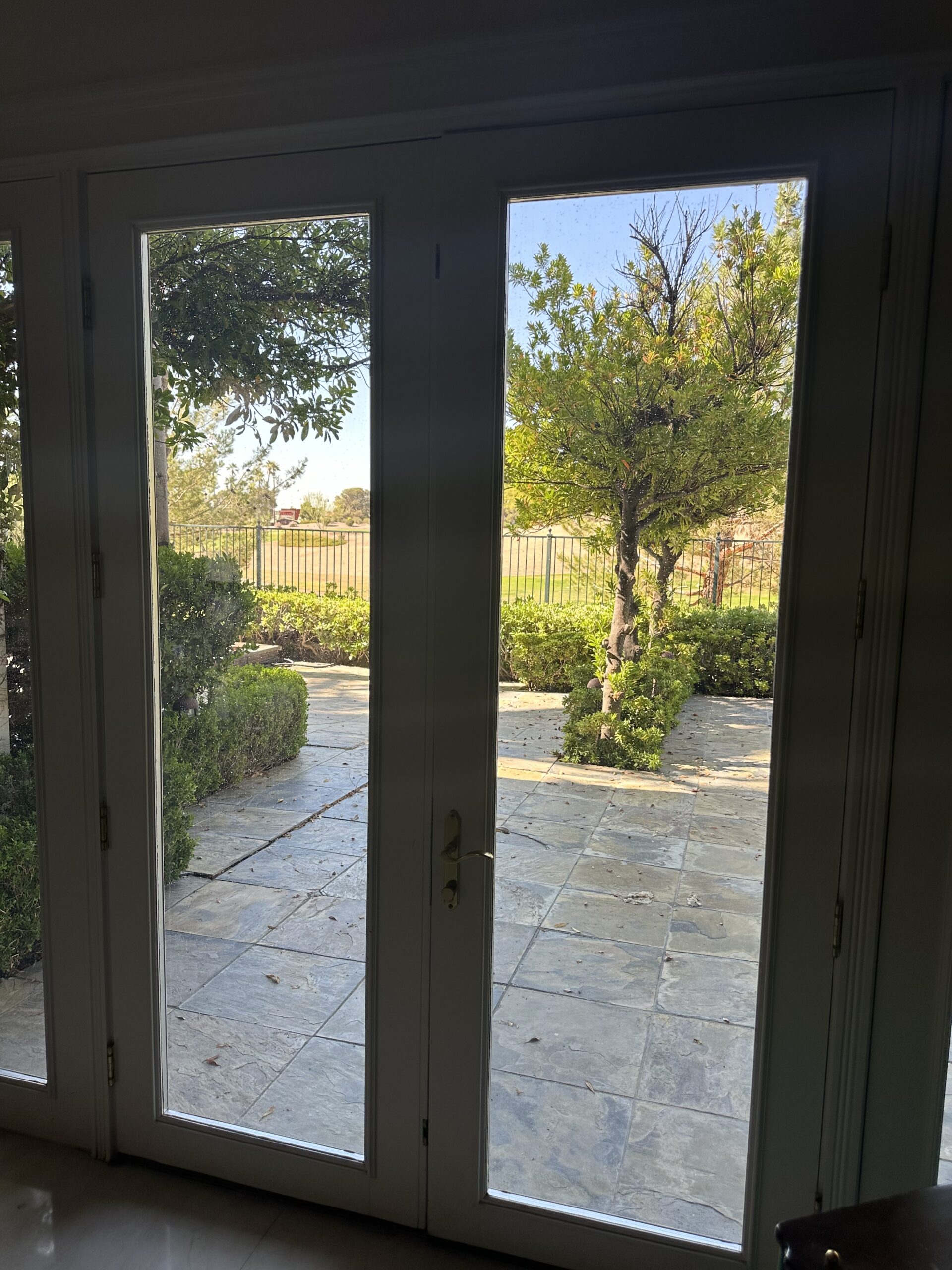 view from dining room with doors closed 